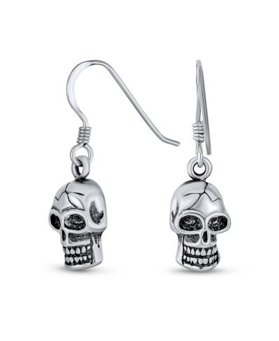 Серьги Bling Jewelry Biker Pirate Skull.925 Sterling Silver