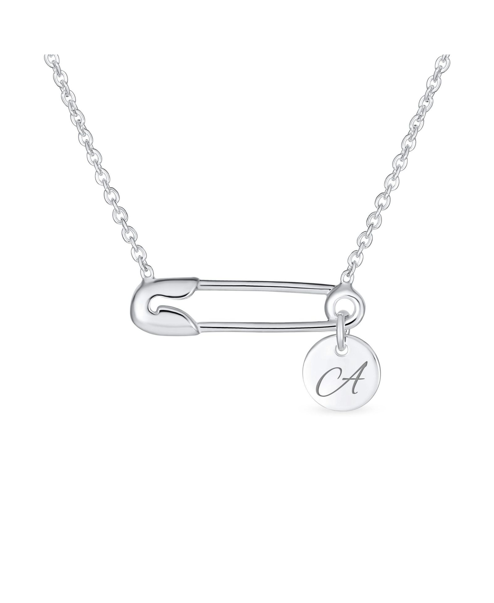 Подвеска-кулон Bling Jewelry, алфавит A-Z, дизайн Safety Pin, стерлинговое серебро