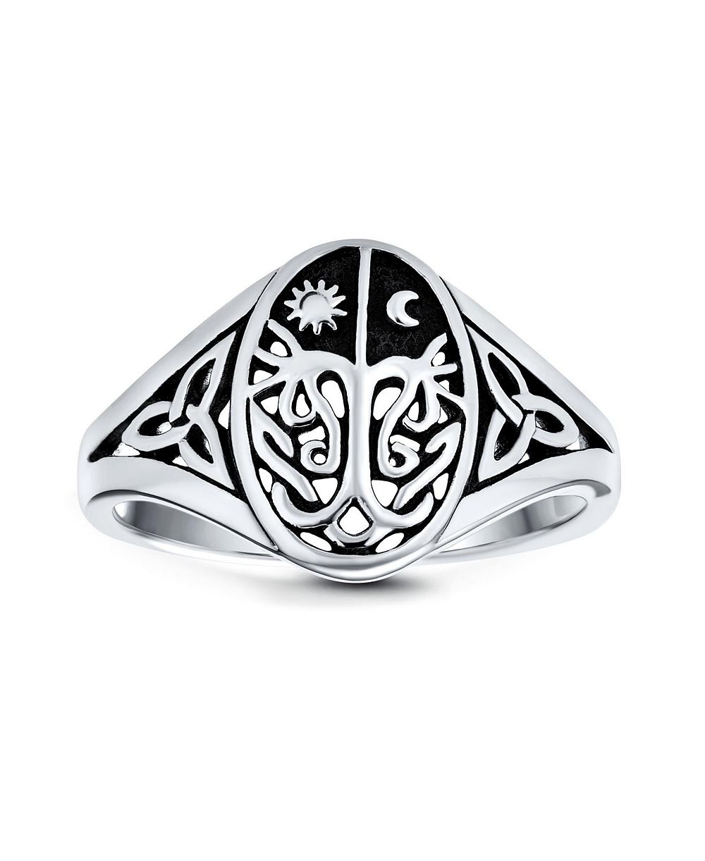 Кольцо Bling Jewelry Celtic Celestial Sun Moon Tree Of Life Signet из черненого стерлингового серебра