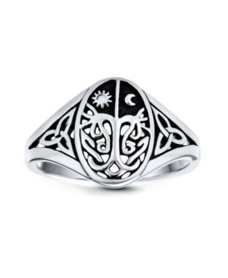 Кольцо Bling Jewelry Celtic Celestial Sun Moon Tree Of Life Signet из черненого стерлингового серебра