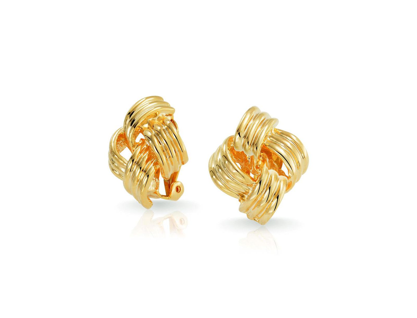 Серьги Bling Jewelry Classic Two Tone Square Infinity Knot Clip On, позолоченные и посеребренные