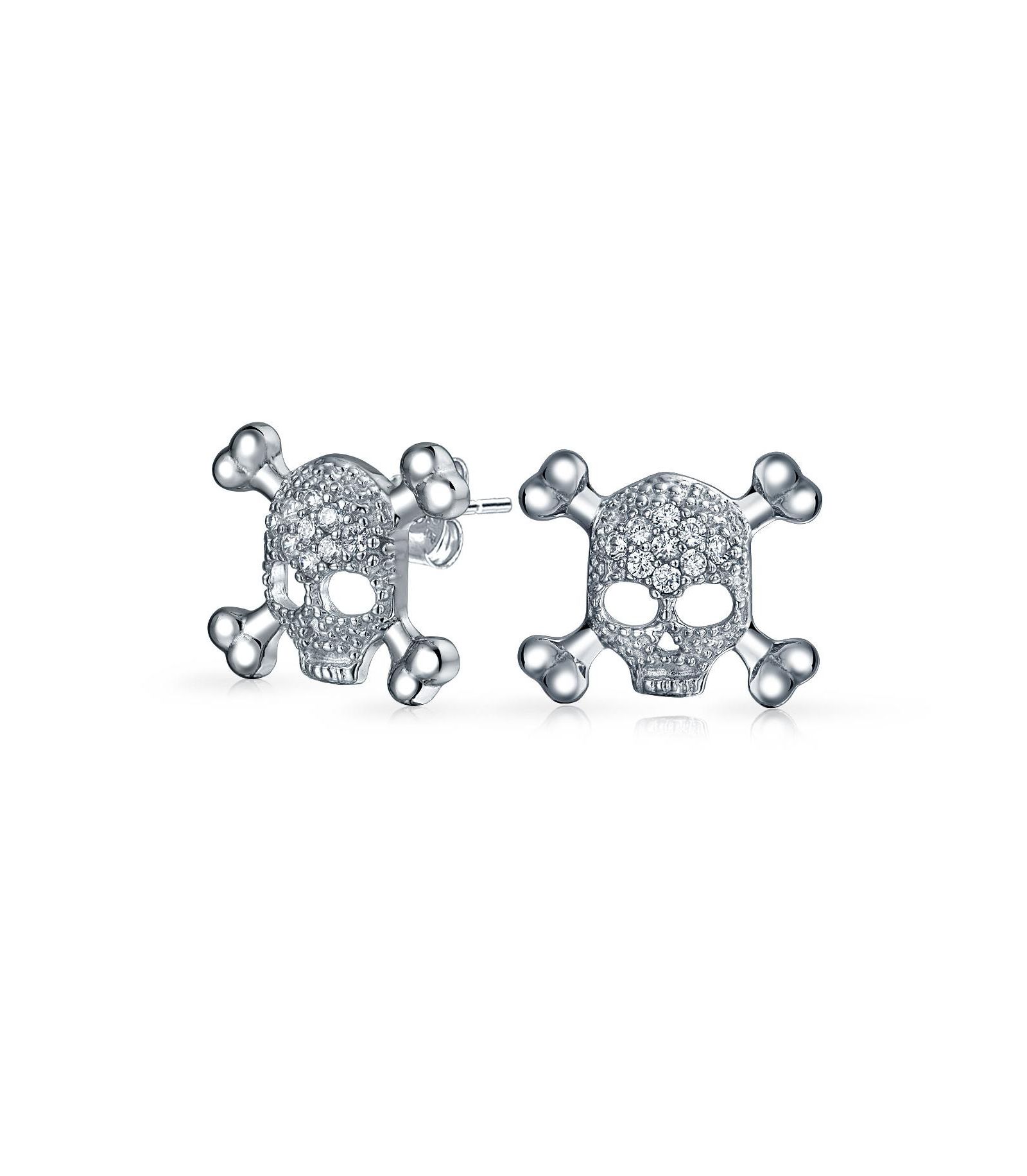 Bling Jewelry серьги-гвоздики с черепом и костями Dia De Los Muertos из стерлингового серебра
