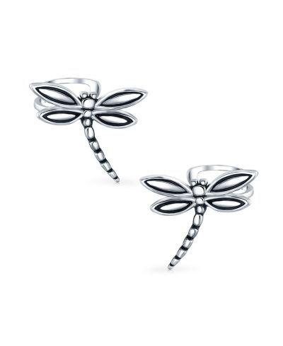 Серьги-каффы Bling Jewelry с бабочкой, стрекозой и светлячком, клипсы без прокола