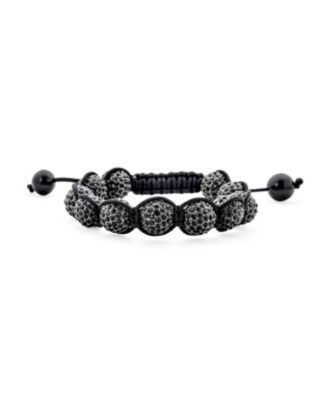 Bling Jewelry Black and White Pave Crystal Ball Shamballa Inspired Bracelet Silver Plated