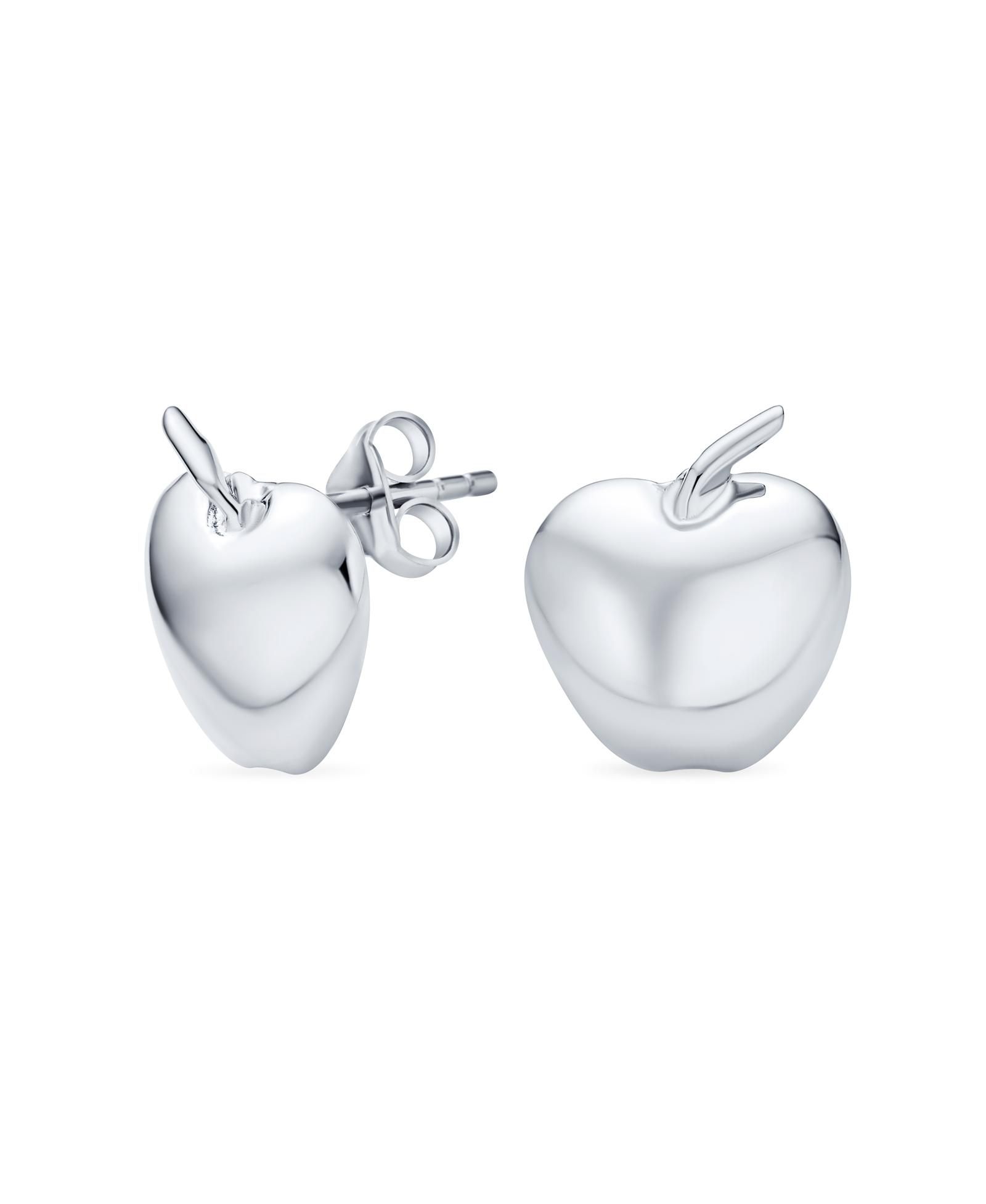 Bling Jewelry Small Furit Apple Stud Earrings .925 Sterling Silver