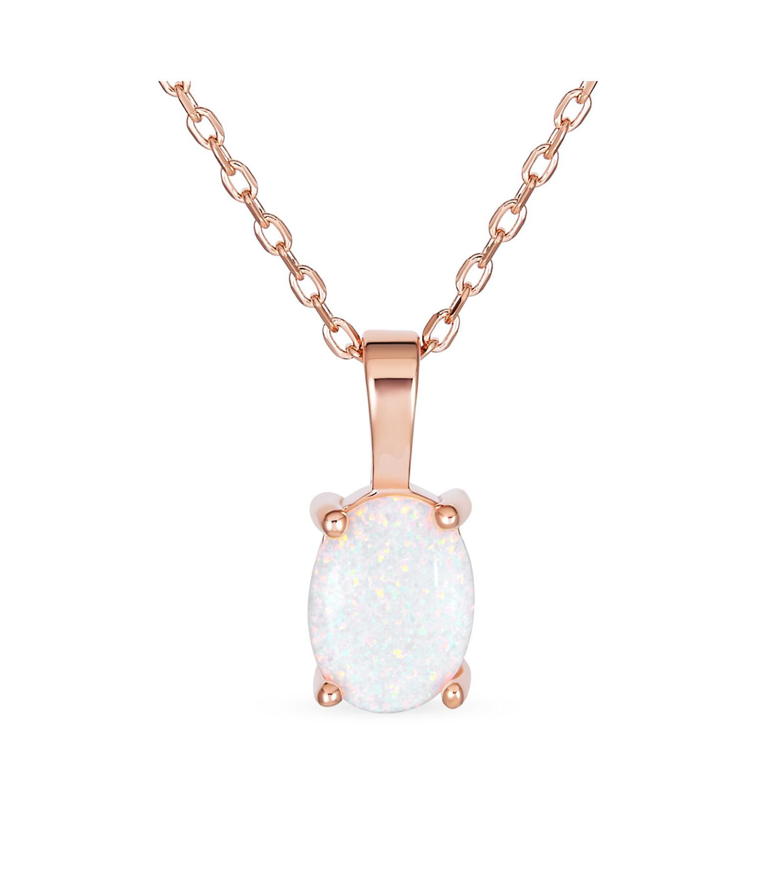 Подвеска-ожерелье Bling Jewelry с овальным опалом в розовом золоте и стерлинговом серебре