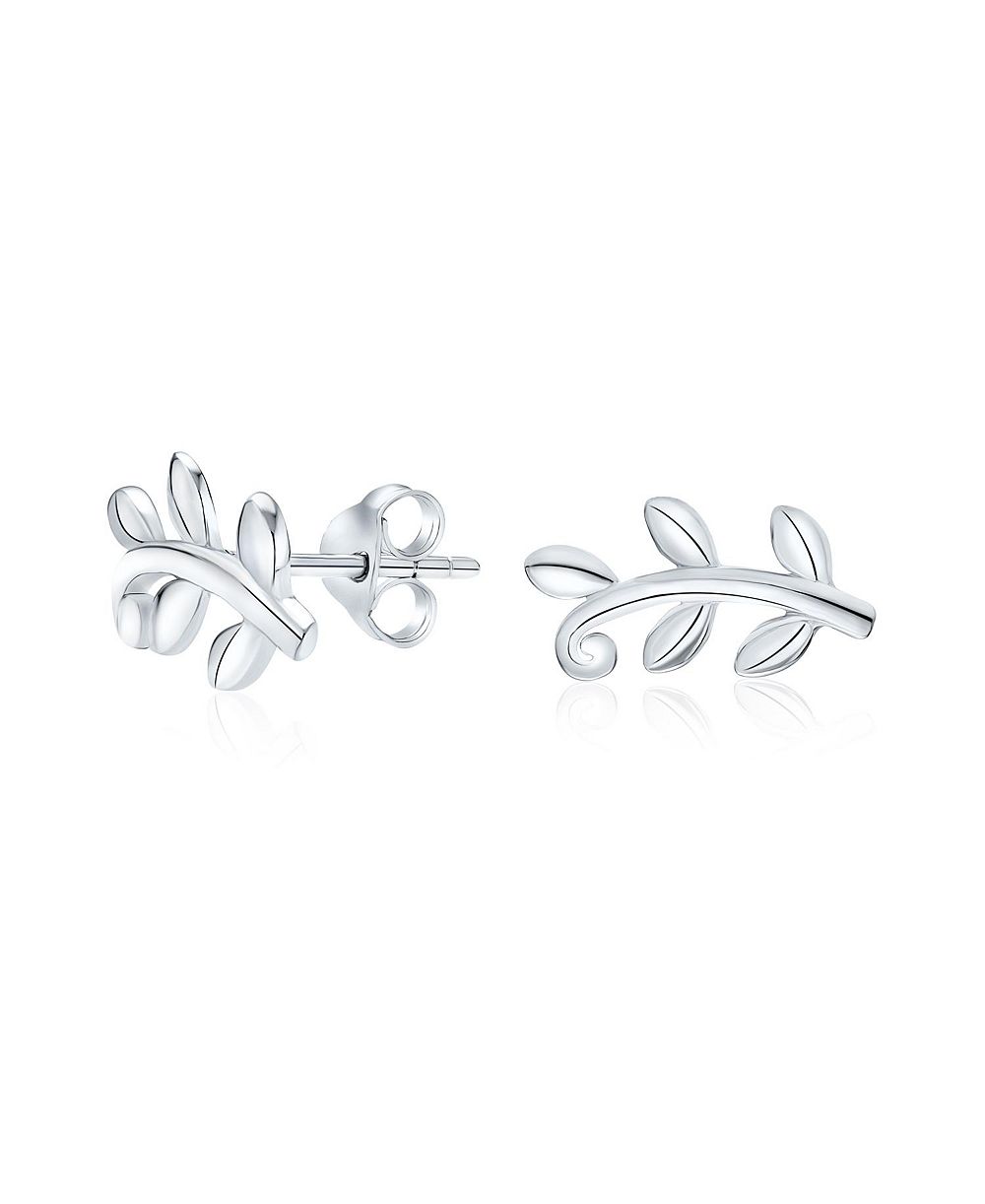 Bling Jewelry Danity Tiny Nature Vine Laurel Leaf Stud Earrings .925 Sterling Silver