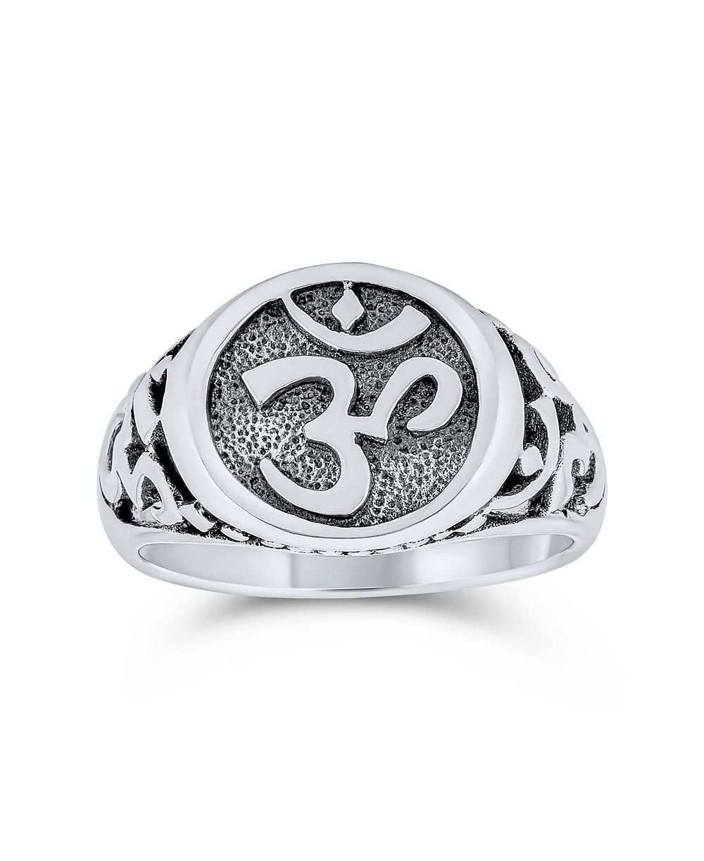 Кольцо Bling Jewelry Spiritual Aum Om Signet Ring Devanagari Script Oxidized Sterling Silver