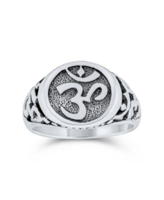 Кольцо Bling Jewelry Spiritual Aum Om Signet Ring Devanagari Script Oxidized Sterling Silver