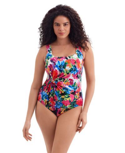 Женский слитный купальник Longitude Blooming Bouquet Twist Drape Tank