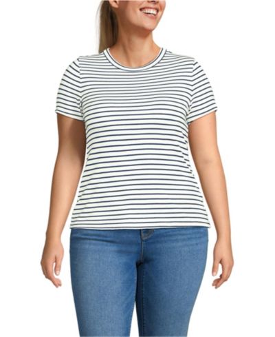 Lands' End Plus Size мини футболка с коротким рукавом из трикотажа в рубчик