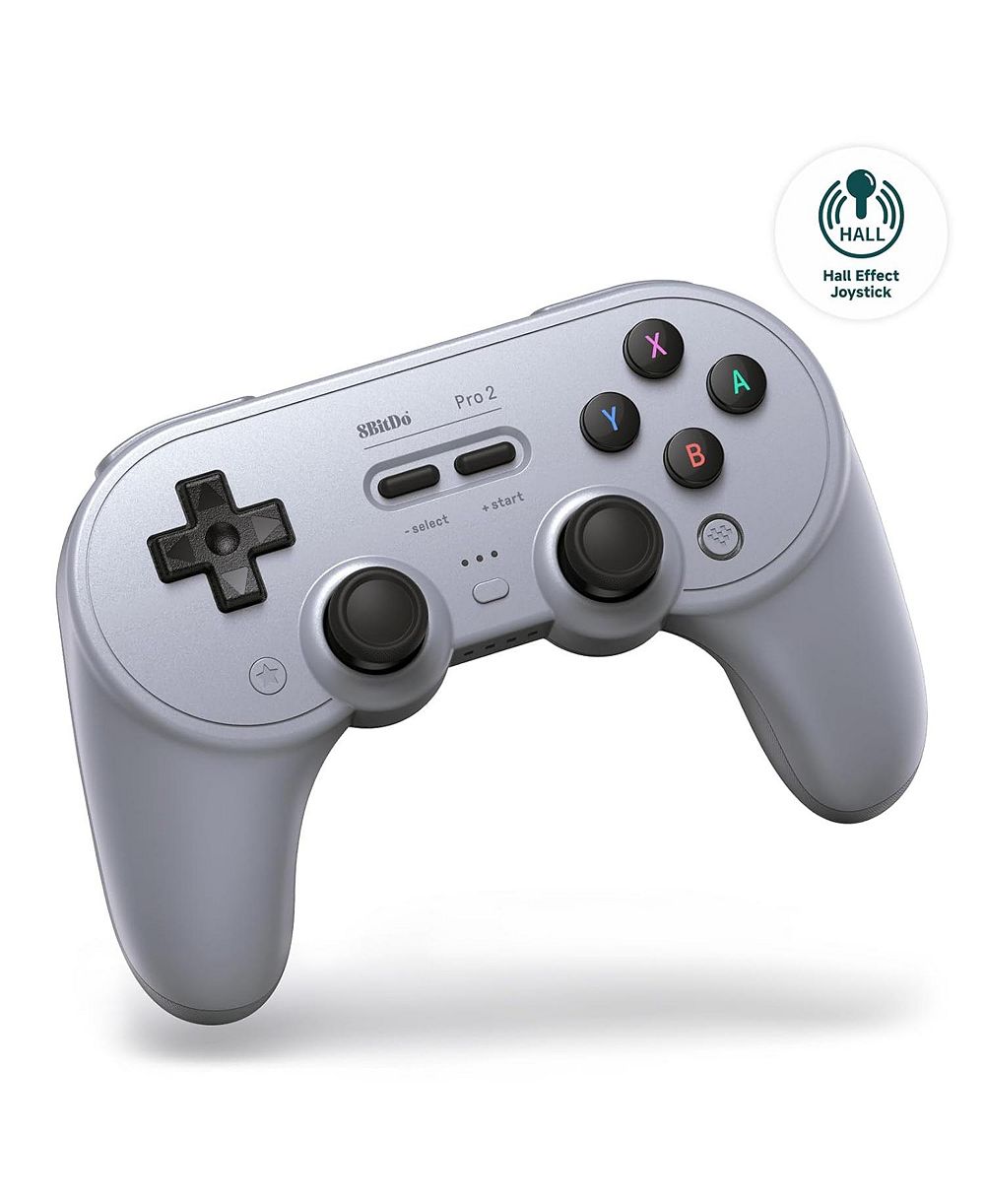 8Bitdo Pro 2 Bluetooth Wireless Gaming Controller with Hall Effect Joystick Update for Switch, PC, Android, and Steam Deck & Apple