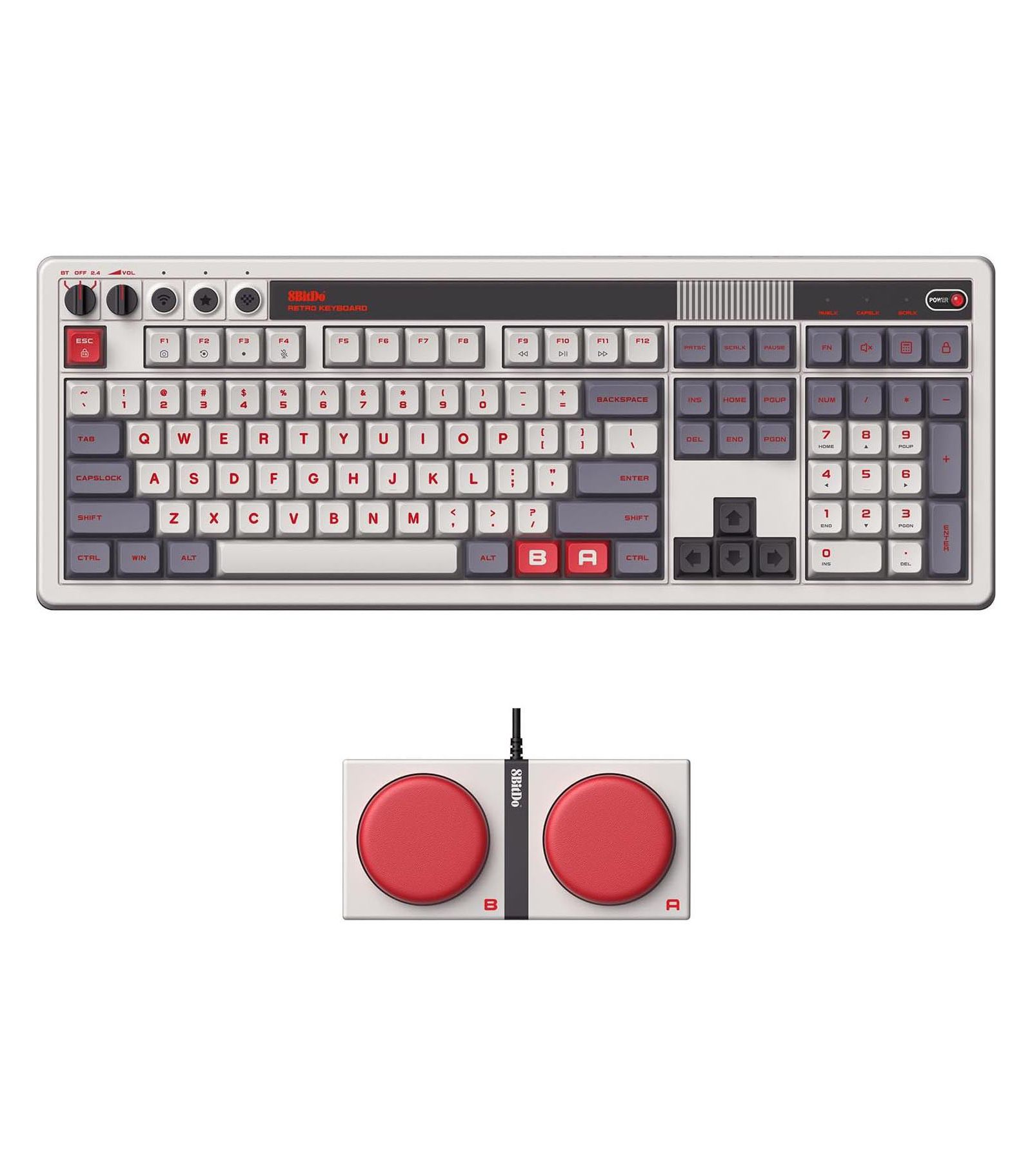 8BitDo Retro Wireless Gaming Mechanical Keyboard with Number Pad for Windows and Android