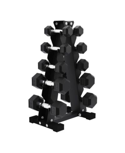 BalanceFrom Signature Alloy Steel Fitness Rubber Encased Hex Dumbbell Set, Black