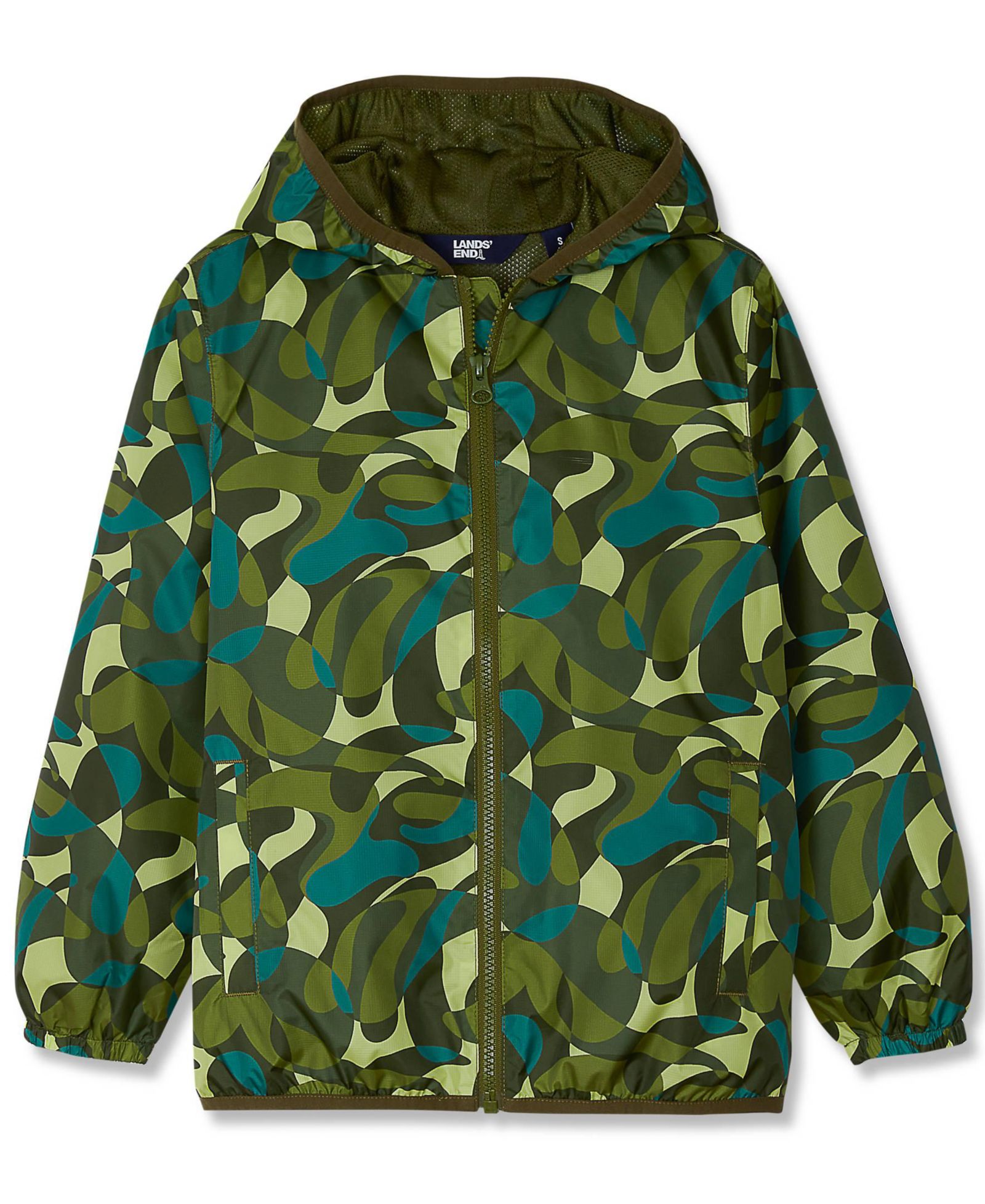 Lands' End Kids Waterproof Hooded Packable Rain Jacket