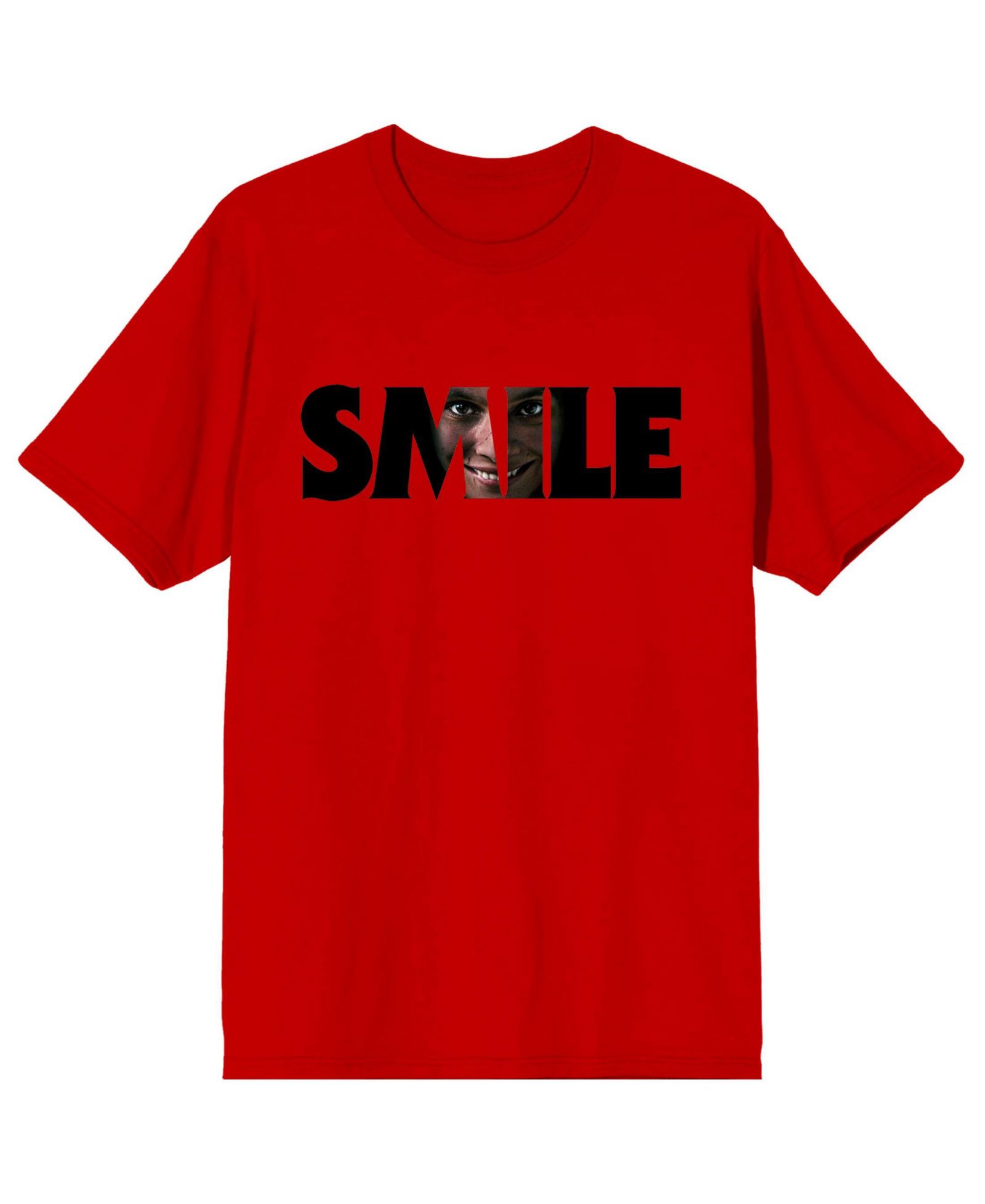 Мужская футболка Smile Text With Hidden Face Crew Neck Red-XXL