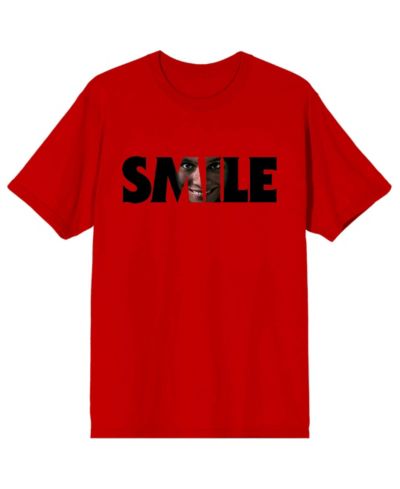 Smile Men's Text With Hidden Face Crew Neck Short Sleeve Adult Red T-shirt-XXL