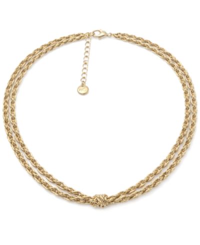 And Now This 18K Gold Plated Double Layered Knotted Chain Necklace