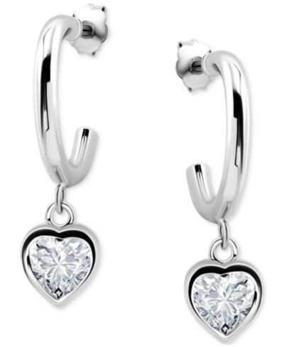 Giani Bernini Cubic Zirconia Heart Charm Half Hoop Earrings