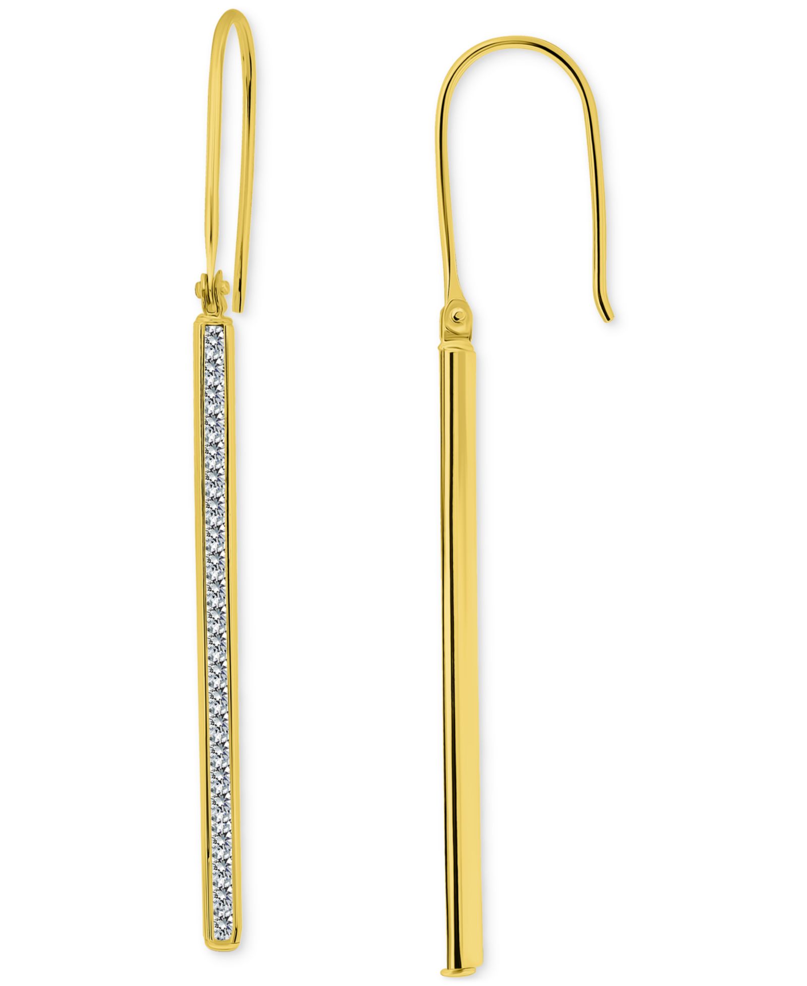 Giani Bernini Round Channel Set Cubic Zirconia Linear Fish Hook Drop Earrings