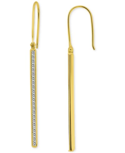 Giani Bernini Round Channel Set Cubic Zirconia Linear Fish Hook Drop Earrings