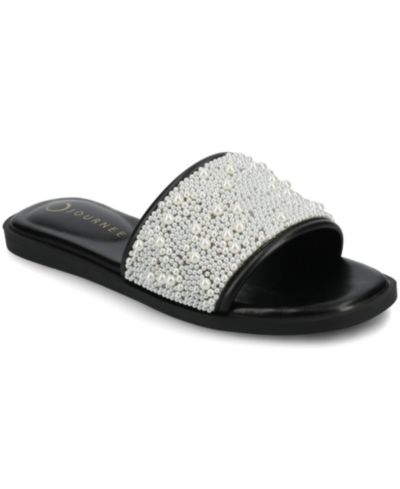 Женские сандалии Journee Collection Precly Imitation Pearl Single Band Flat