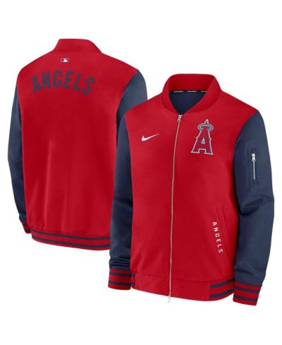 Nike Men's Red/Navy Los Angeles Angels Authentic Collection Dugout Full-Zip Bomber Jacket