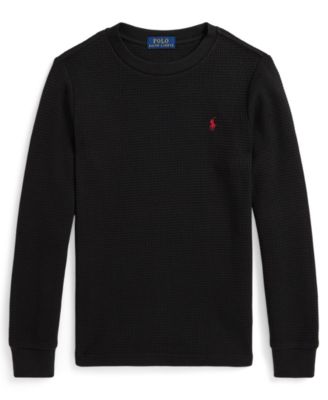 Мужская хлопковая футболка с длинным рукавом и рубчиком Polo Ralph Lauren для мальчиков 2T-7