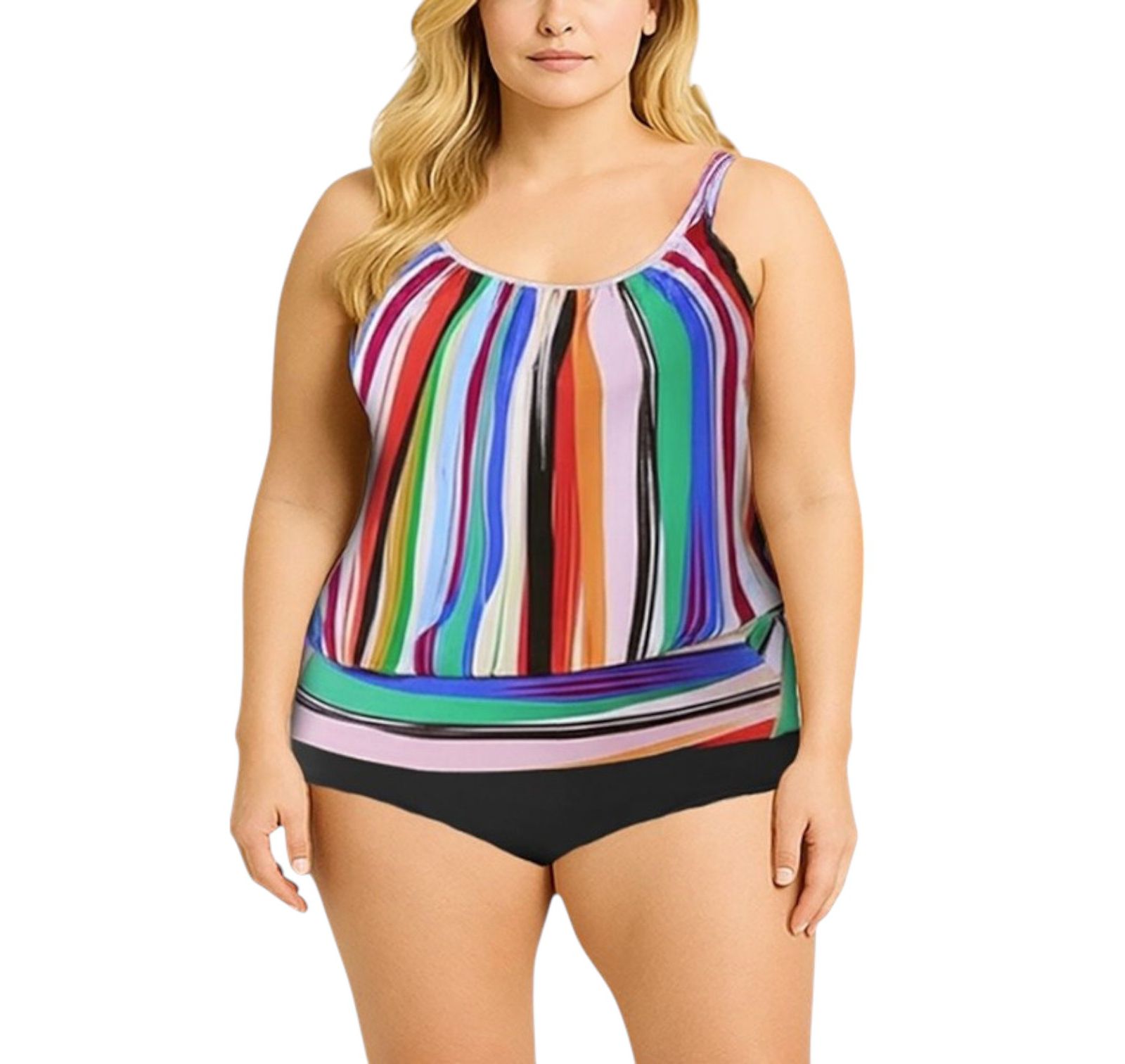 Swimsuits for All Women's Lightweight Scoop Neck Blouson Tankini Top
