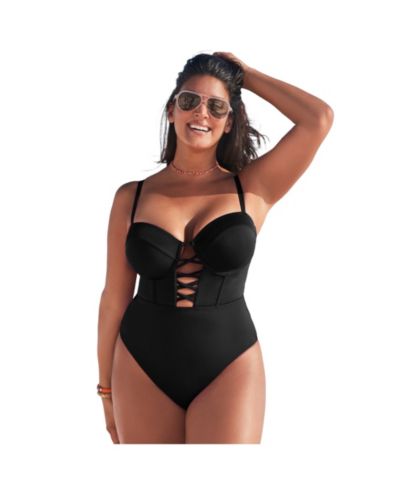 Женский слитный купальник Swimsuits for All Underwire Lace Up One Piece