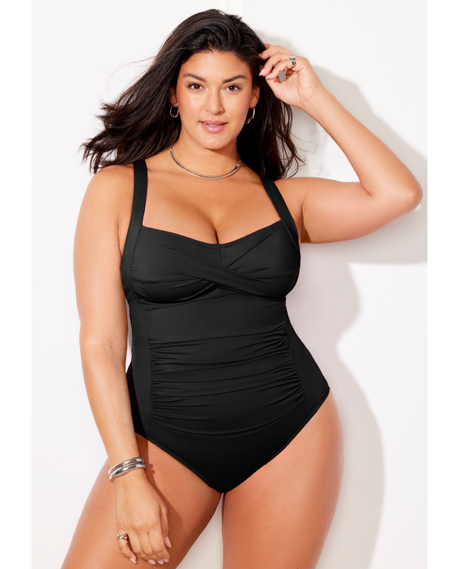 Swimsuits for All Women's Ruched Twist Front One Piece Swimsuit