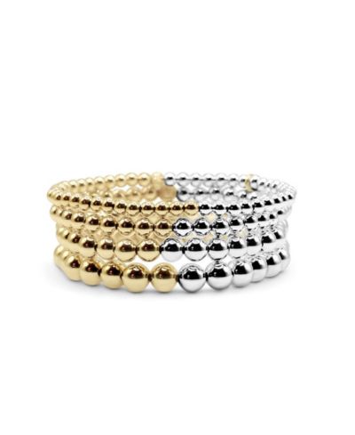 , , , & Filled and Sterling Ball Stretch Bracelet Stack, Stack of 4