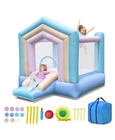 Slickblue 114.5"L x 79.5"W x 85"H Bounce House with Slide & Basketball Hoop, Ages 3-10
