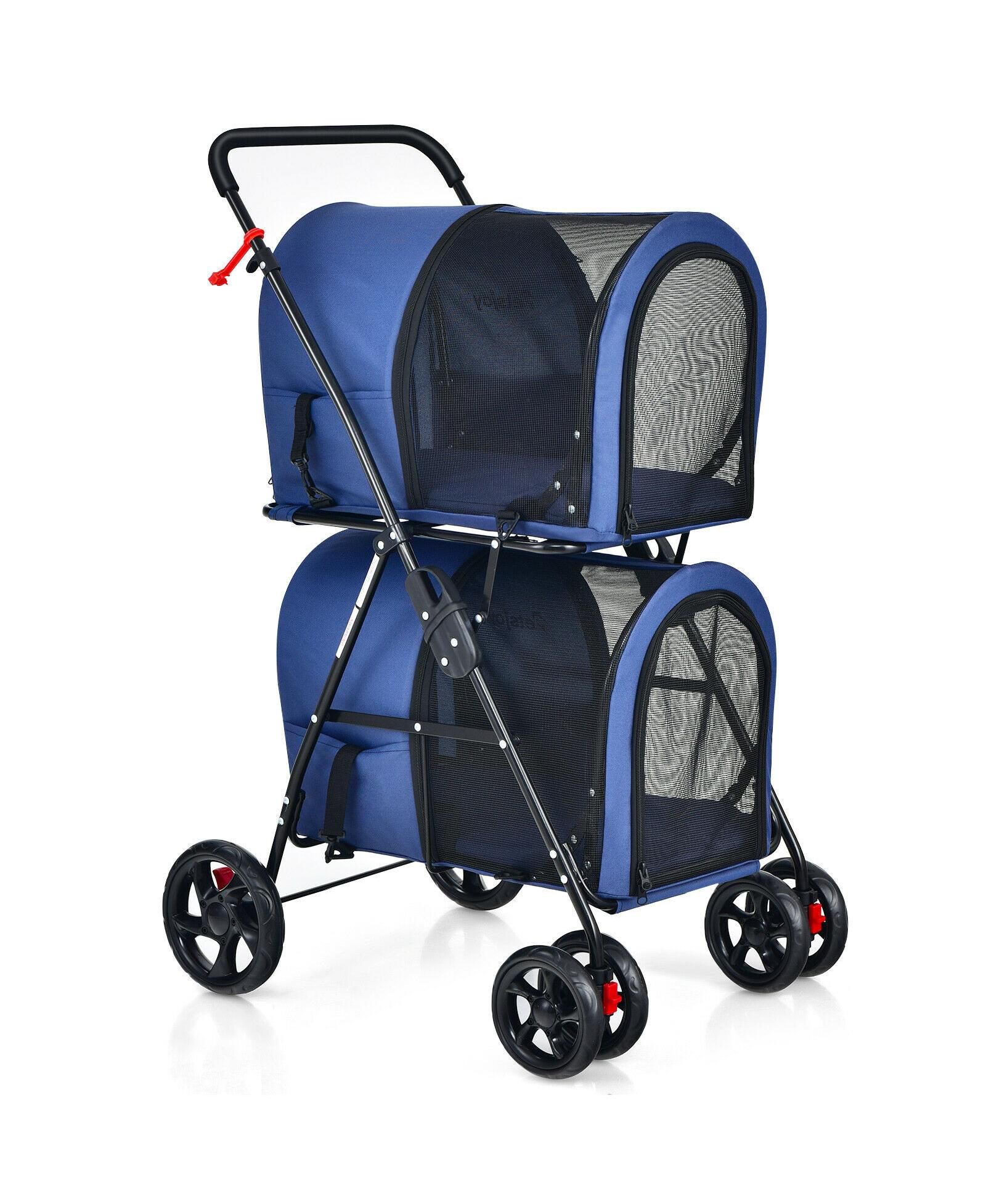 Двойкая коляска для животных Ecooso 4-in-1 с отстегивающейся переноской