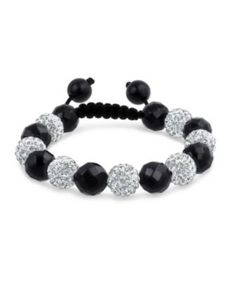 Bling Jewelry браслет Shamballa с черным ониксом и кристаллами, регулируемый шнурок