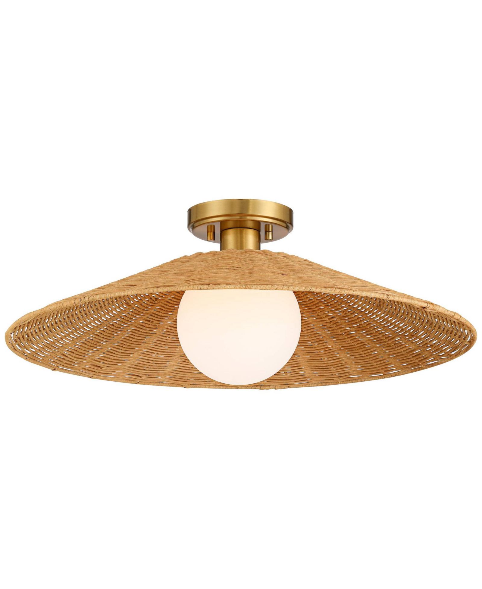 Possini Euro Design Gavin 22 3/4" современный потолочный светильник в прибрежном стиле, латунный финиш, ротанг