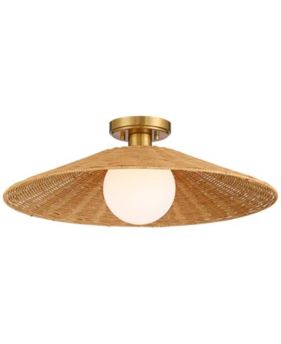 Possini Euro Design Gavin 22 3/4" современный потолочный светильник в прибрежном стиле, латунный финиш, ротанг
