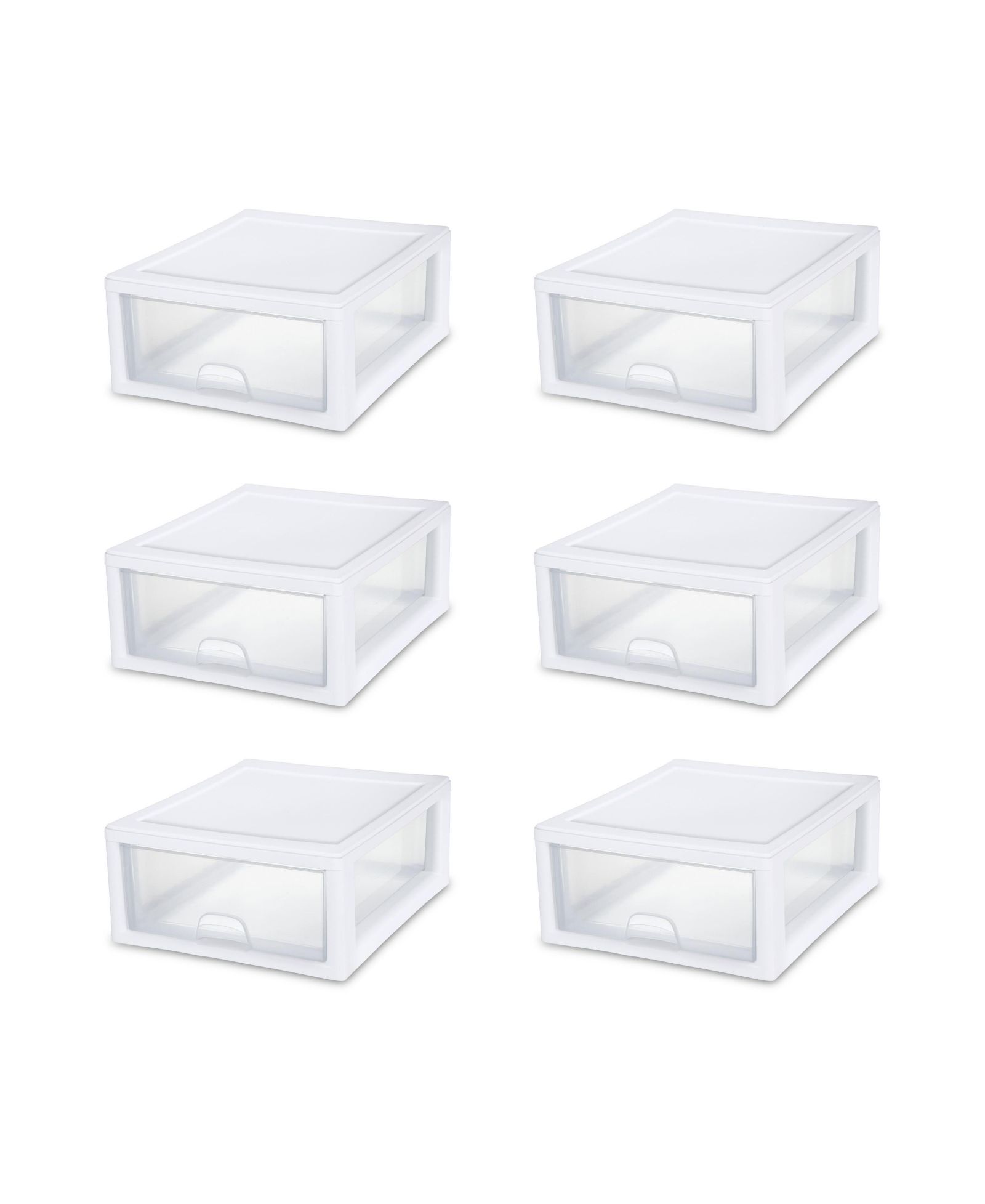 Sterilite 16 Quart Clear Plastic Stacking Storage Drawer Container Box, 6 Pack