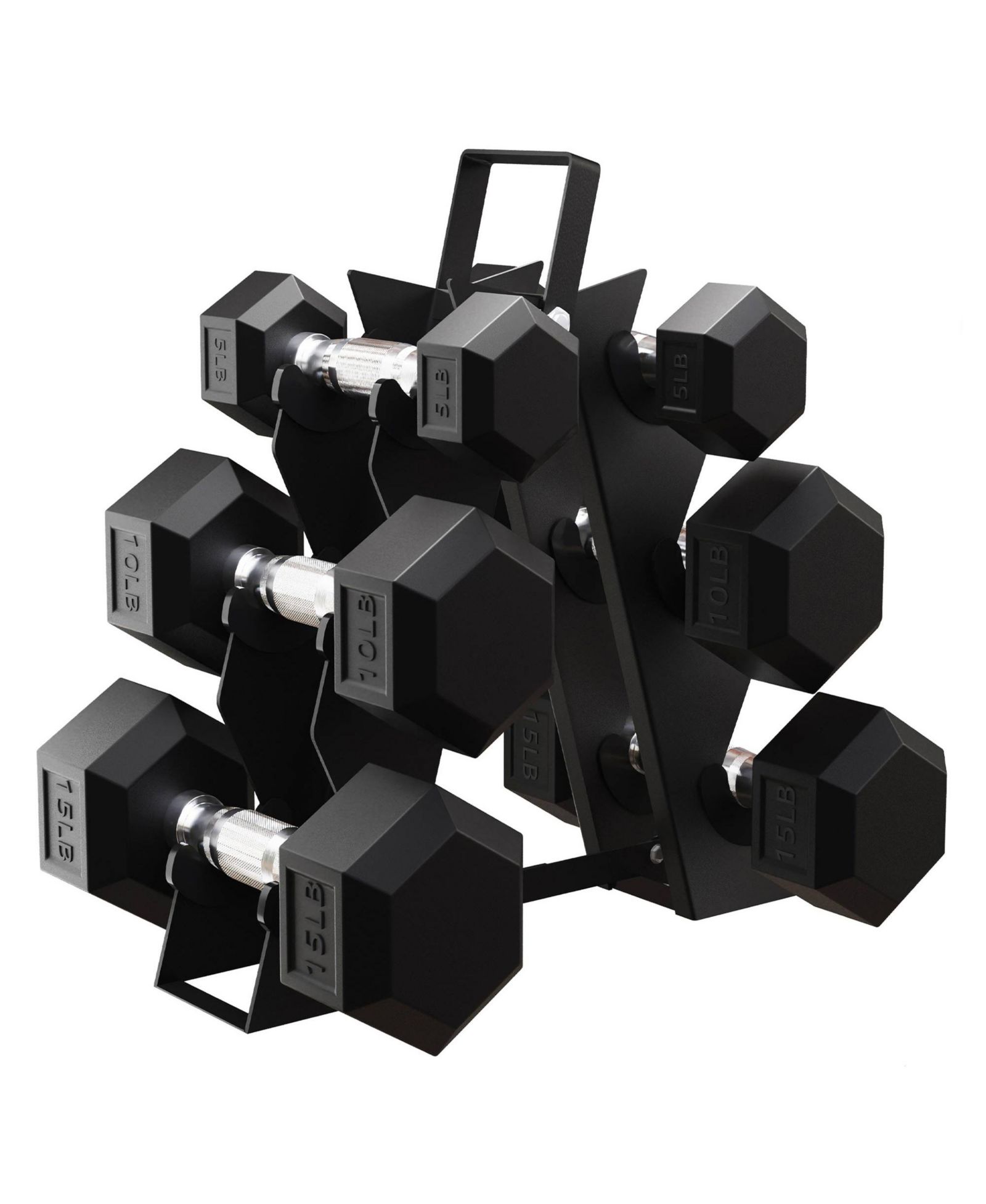 Набор гантелей BalanceFrom Fitness Signature Alloy Steel Rubber Encased Hex, Black