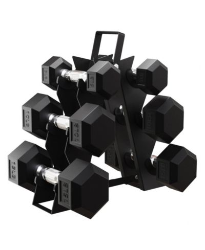 BalanceFrom Fitness Signature Alloy Steel Rubber Encased Hex Dumbbell Set, Black