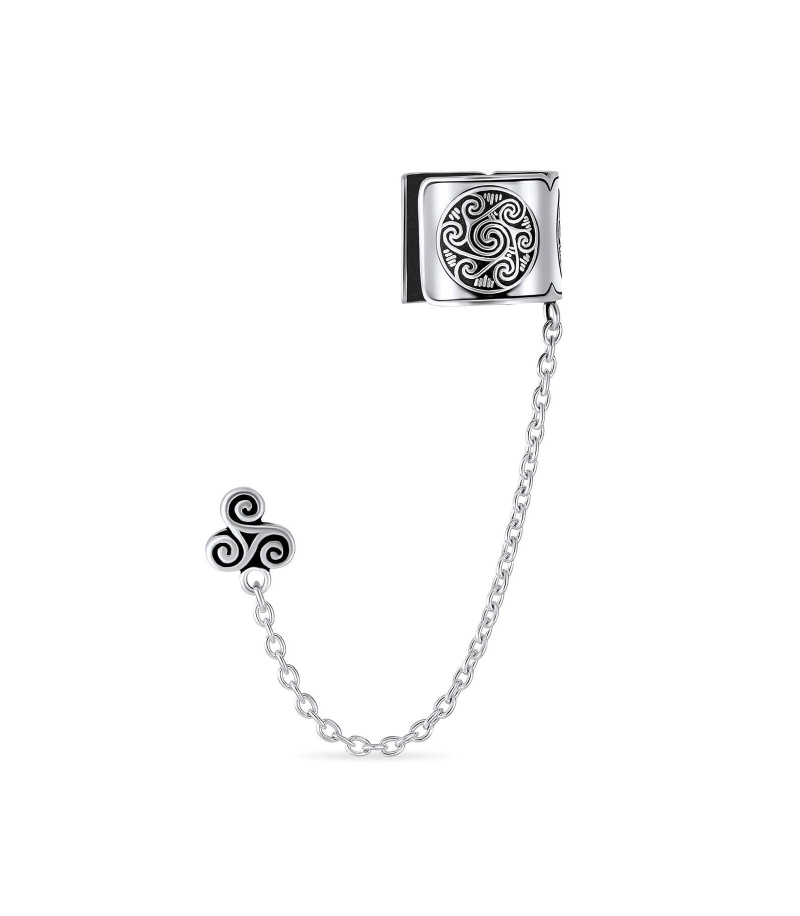 Bling Jewelry Серьга-кафф Celtic Irish Viking Swirl из стерлингового серебра.925