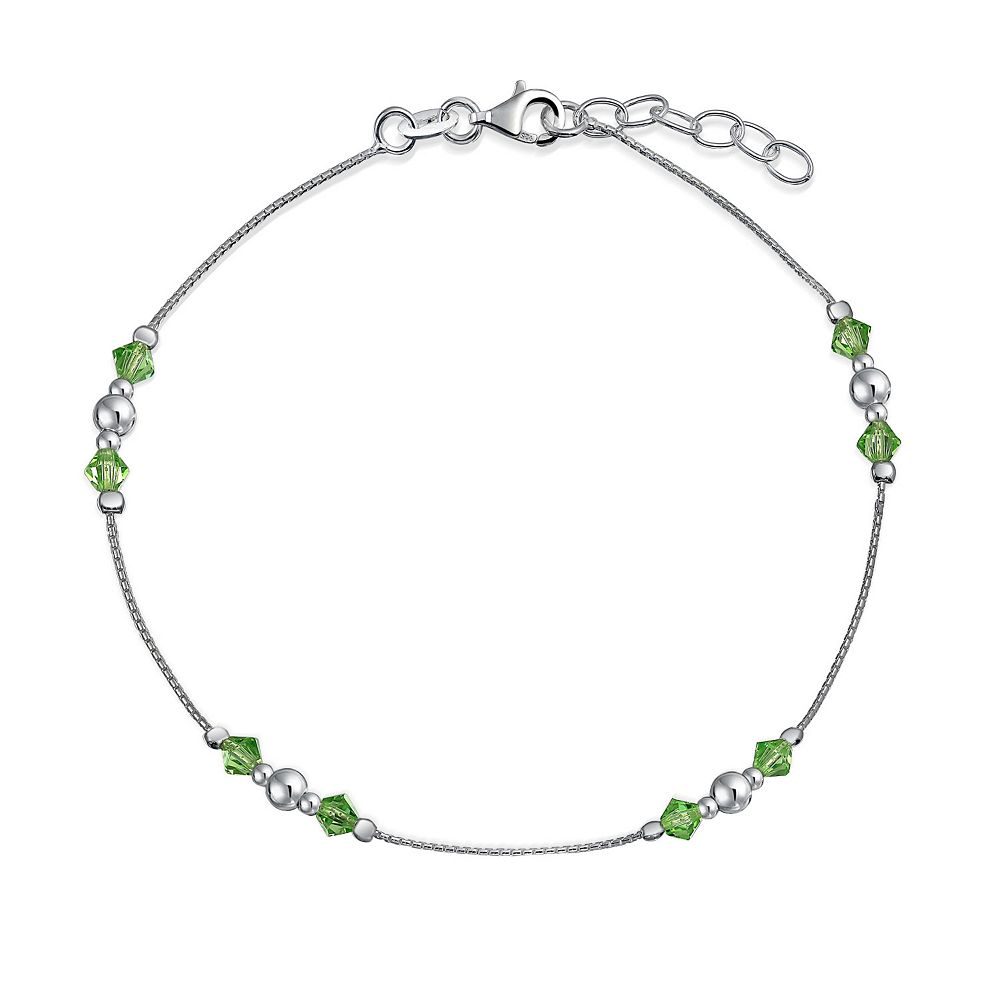 Браслет на ногу Bling Jewelry с зелеными кристаллами Peridot из стерлингового серебра.925