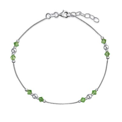 Браслет на ногу Bling Jewelry с зелеными кристаллами Peridot из стерлингового серебра.925