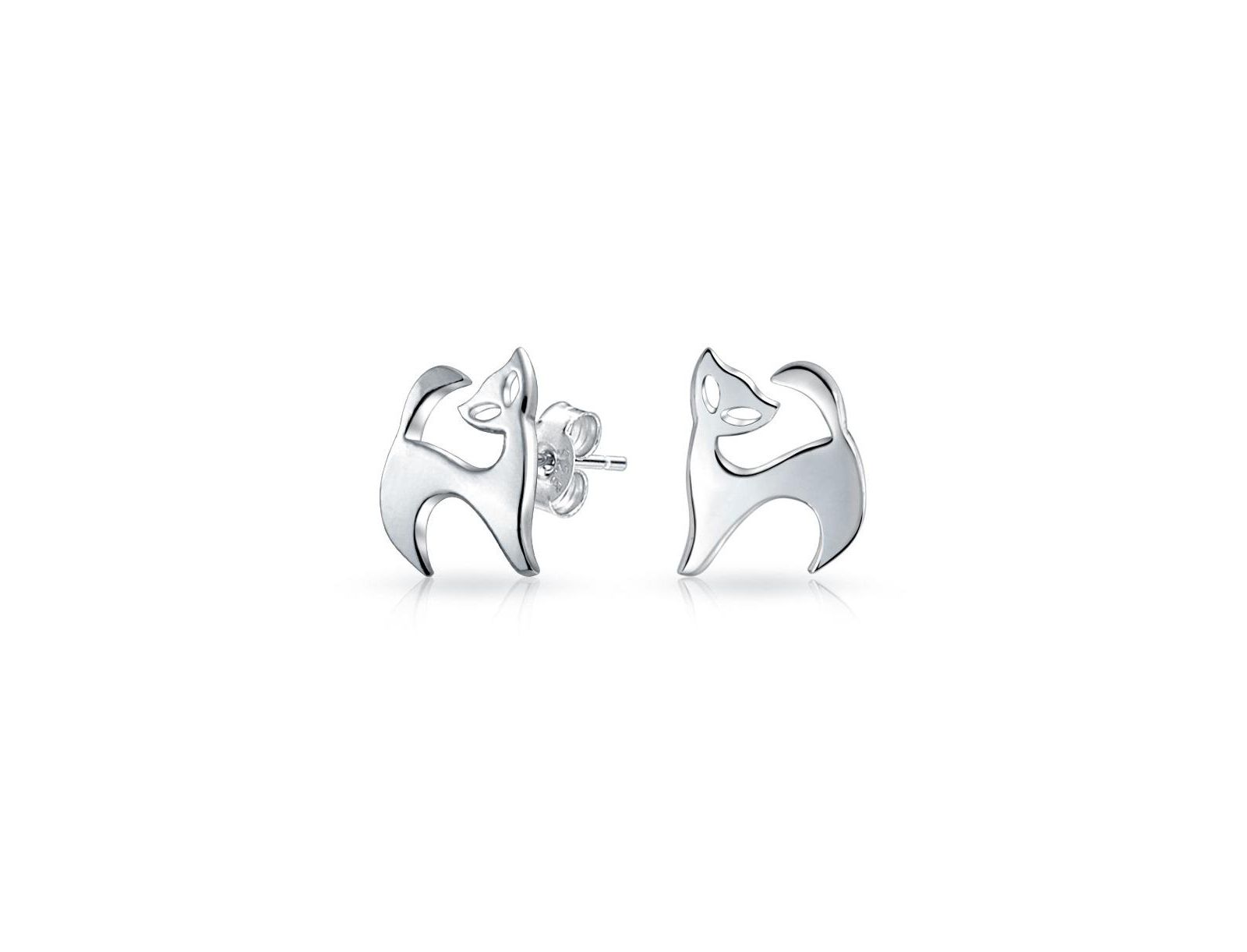 Bling Jewelry Серьги-гвоздики Siamese Cat из стерлингового серебра