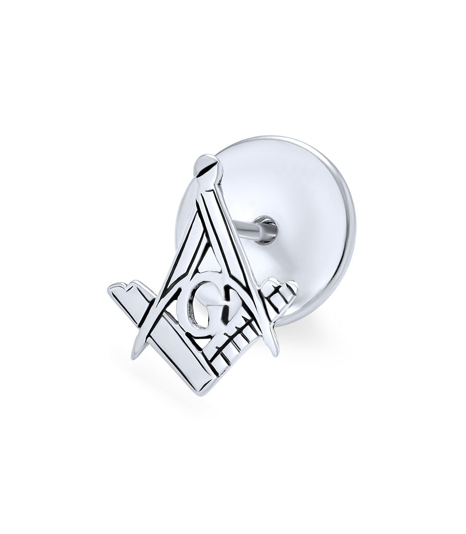 Брошь-значок Bling Jewelry Freemasons Masonic Compass в серебре