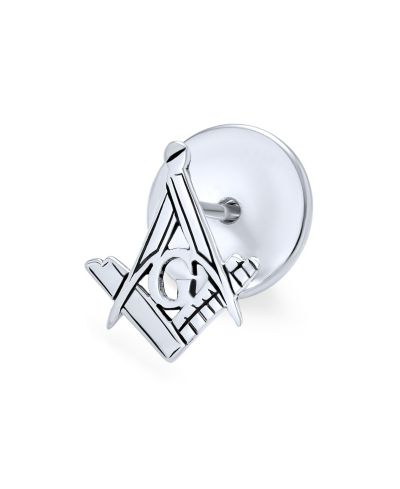 Брошь-значок Bling Jewelry Freemasons Masonic Compass в серебре
