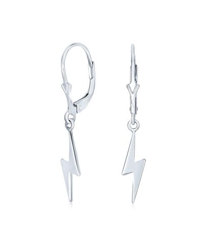 Серьги Bling Jewelry Delicate Minimalist Geometric Lightning Bolt из Sterling Silver
