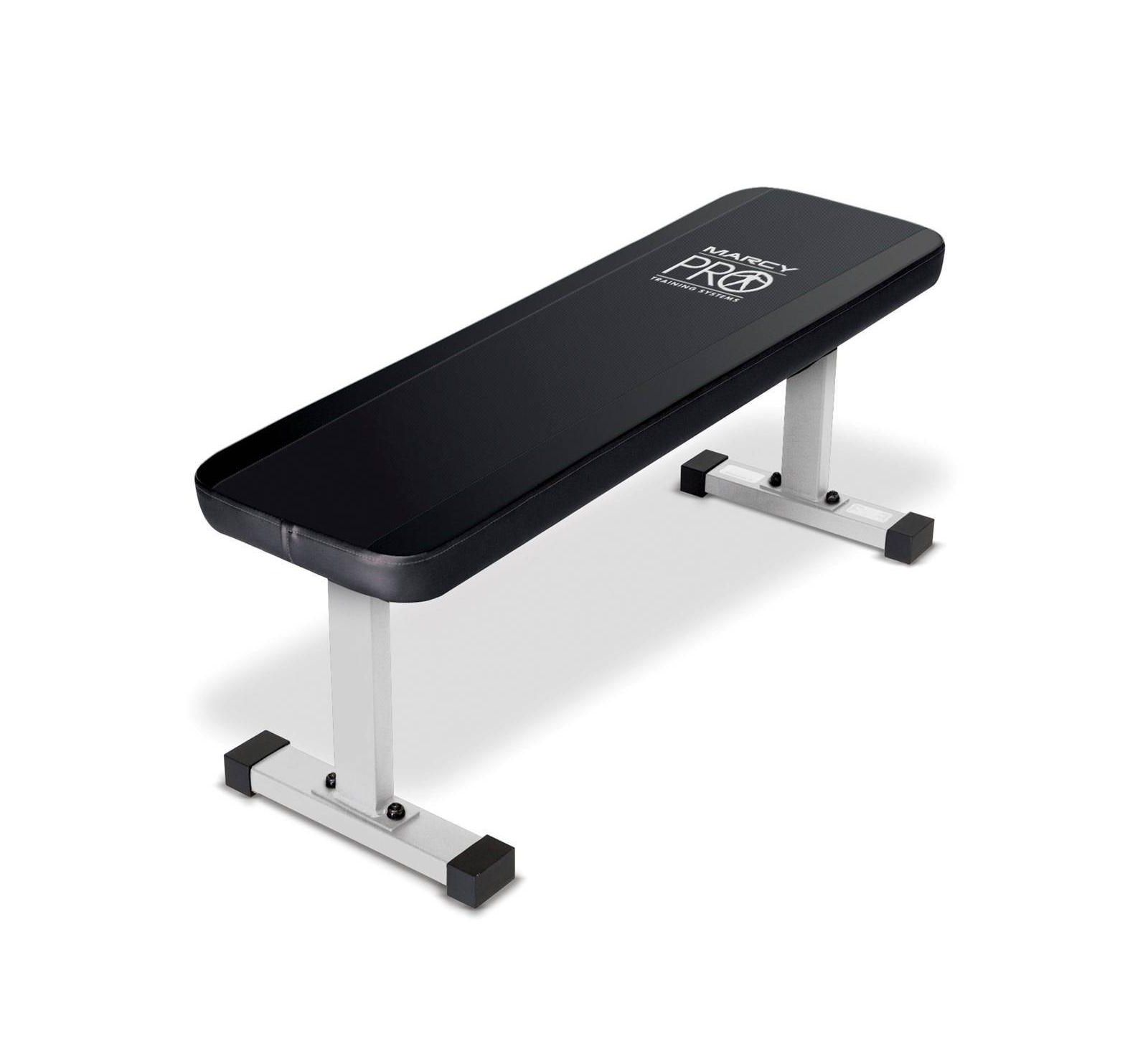 Marcy Flat Utility Flat Strength Training Home Gym Lifting Weight Bench, White