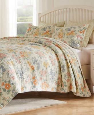 Greenland Home Fashions Chloe Modern Floral 3-Pc. Quilt Set, Full/Queen