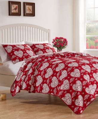 Greenland Home Fashions Lovebirds Woven Jacquard Reversible 3-Pc. Coverlet Set, Full/Queen